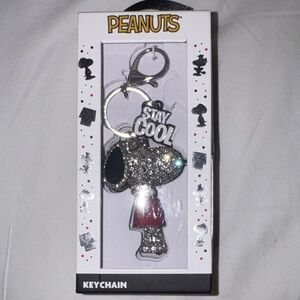 Peanuts Silver and Red Stay Cool Embellished Snoopy Keychain NIB